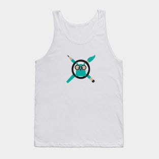 Nerdy Artist Cat Tank Top